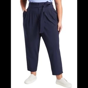 Athleta Skyline Paper Bag Waist Crepe Pants Blue Women’s Sz 24